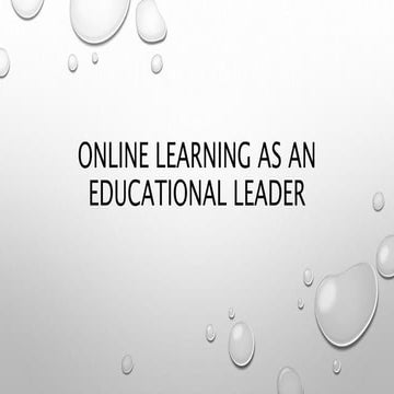 Online learning as an educational leader