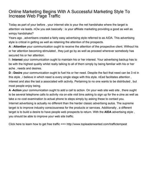 Online Marketing Begins With A Succ...