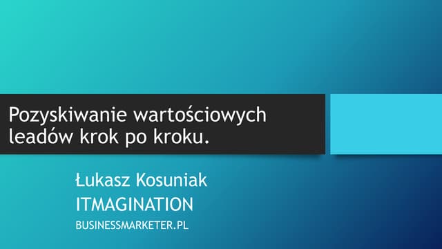 Generowanie Leadów - Online Marketi...