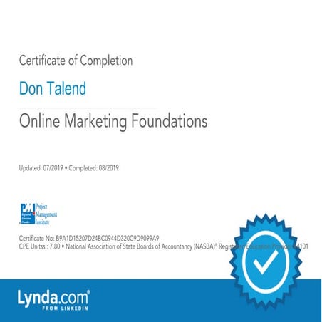 Online Marketing Foundations - Certificate of Completion