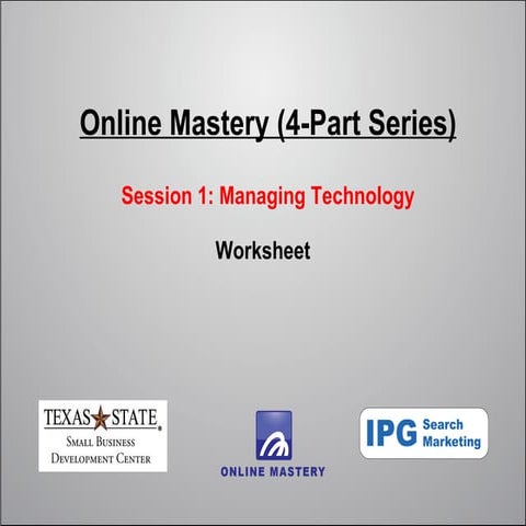 Online mastery class one ron