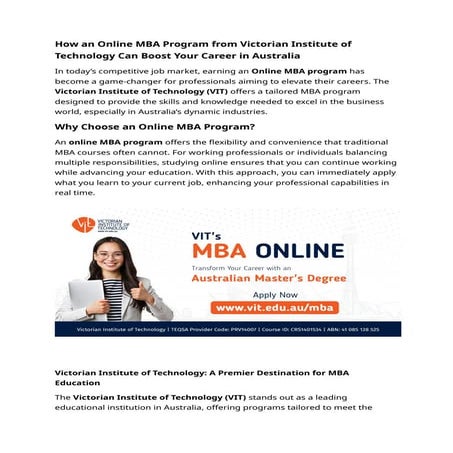 Online MBA Program from Victorian Institute of Technology.docx