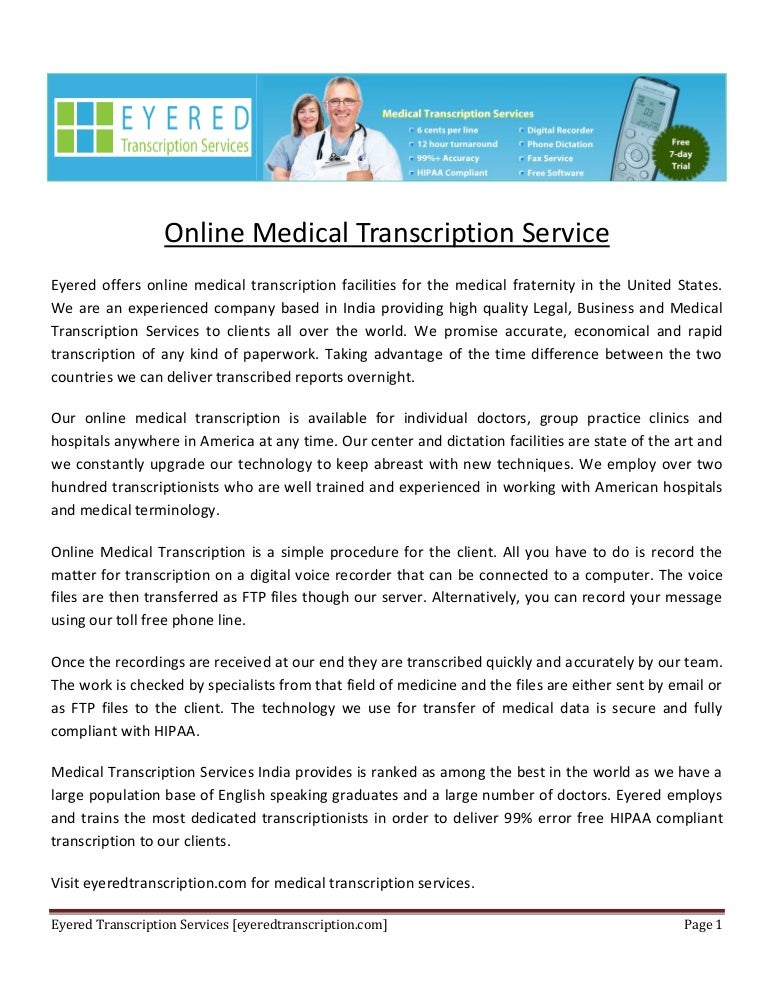 Online medical transcription service