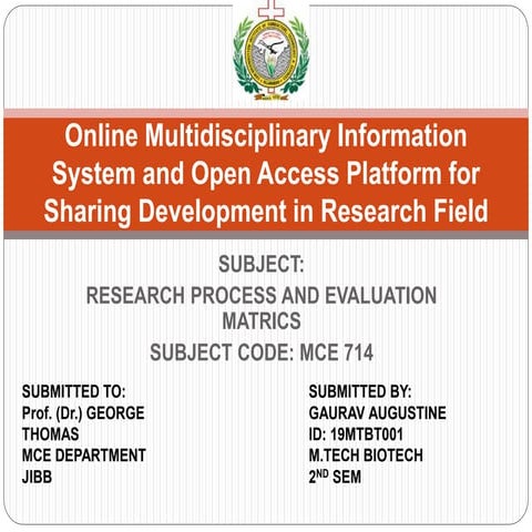 Online multidisciplinary information system and open access platform