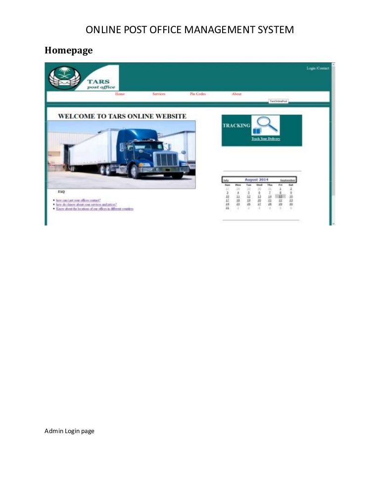 Online Post Office Management System