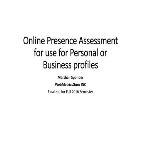 Online presence assessment