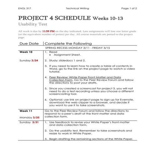 Online project4 schedule_engl317_spring2019