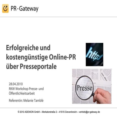 Erfolgreiche und kostengünstige Online-PR über Presseportale