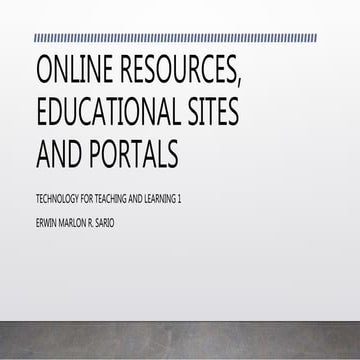 Online resources, educational sites, and portals