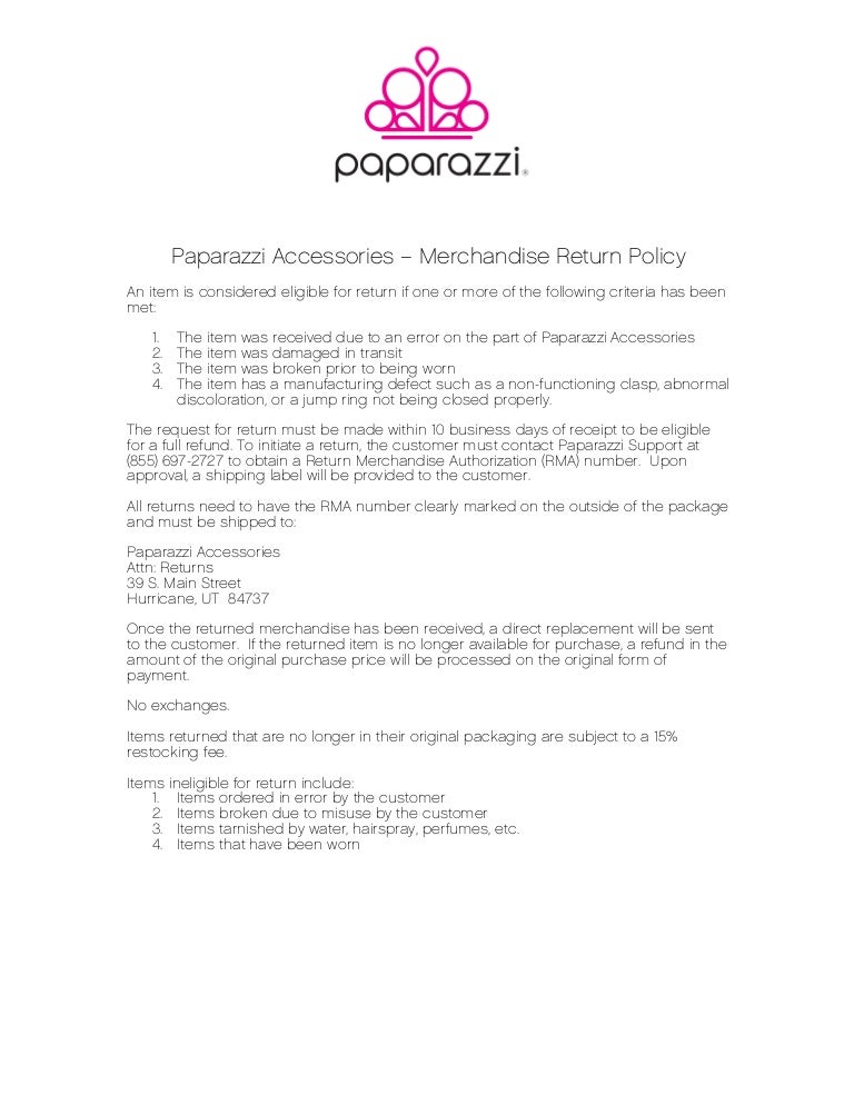 Papirazzi Jewelry Online return policy