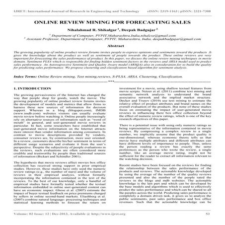 Online review mining for forecasting sales