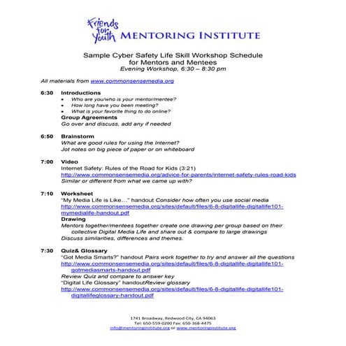 Friends for Youth Online Saftey Workshop Sample