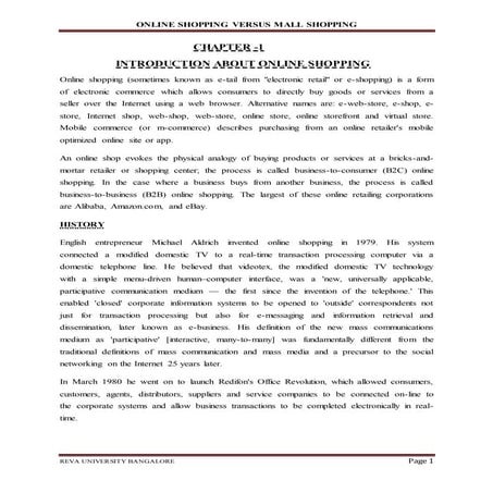 Online Shopping versus Mall Shopping