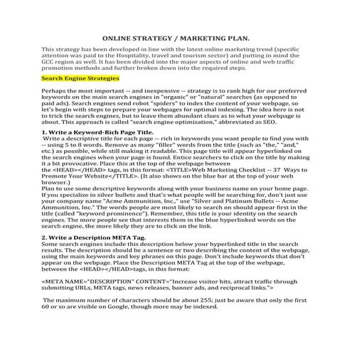 Online strategy for expatholidays.com