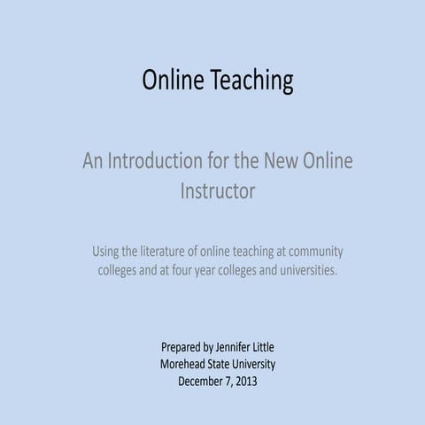 Online Teaching - An Introduction