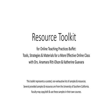 Online teaching practices buffet resource toolkit full buffet