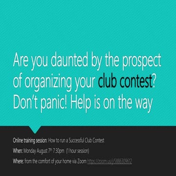 Online training session 1 Running successful club contests