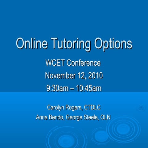 2010  Online tutoring options
