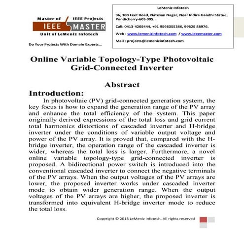 Online variable topology type photovoltaic grid-connected inverter
