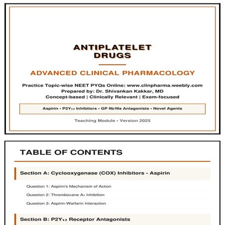 Antiplatelet Drugs | ClinPharma Series by Dr. Shivankan Kakkar
