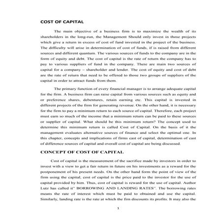 Only cost of capital