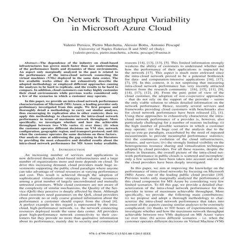 On network throughput variability in microsoft azure cloud