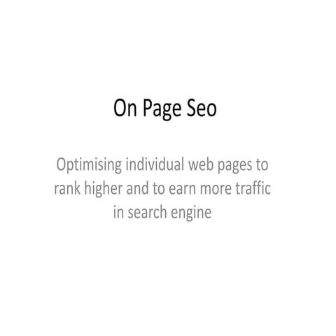 On page and off page seo