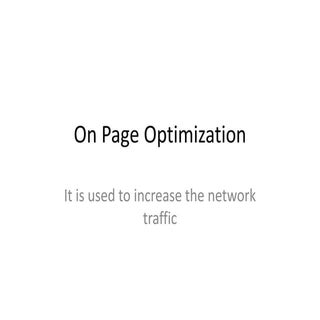 On page optimization