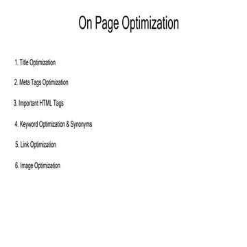 On page optimization