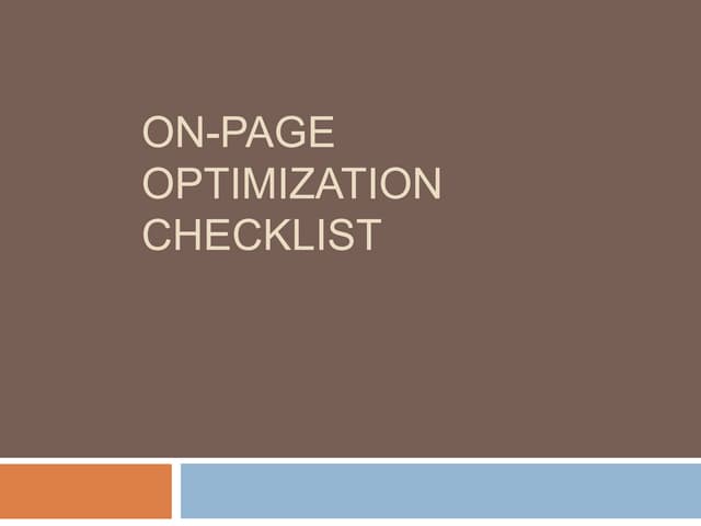Onpage optimization checklist