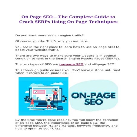 On Page SEO