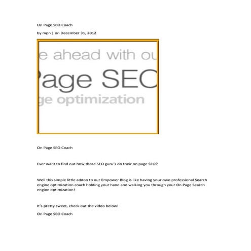 On page seo coach