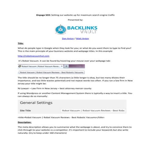 Onpage SEO Essentials