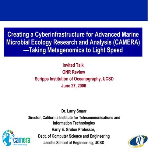 Creating a Cyberinfrastructure for Advanced Marine Microbial Ecology Research...