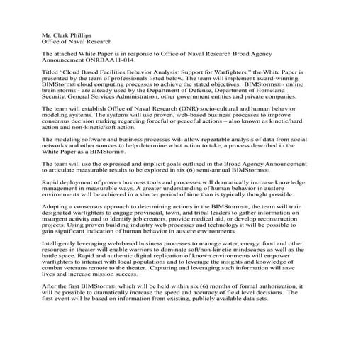 Office of Naval Research White Paper