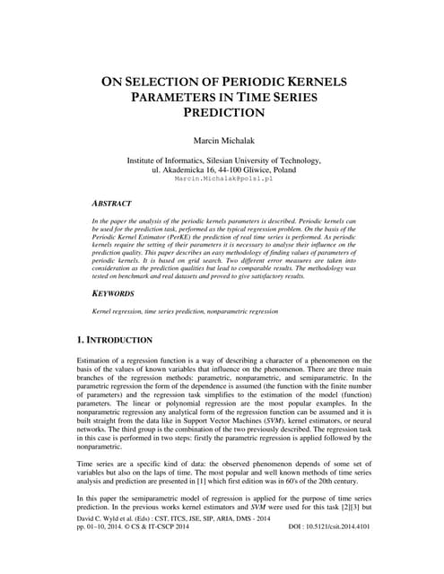 On selection of periodic kernels parameters in time series prediction