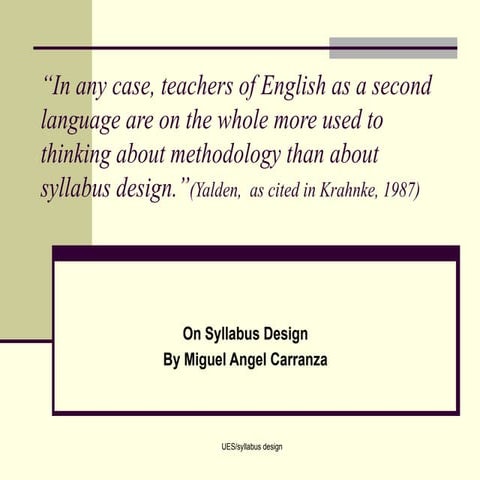 On syllabus design tefl32011
