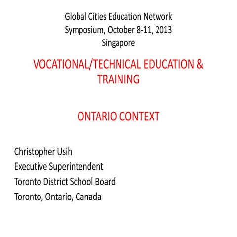 Vocational/Technical Education Training in Ontario