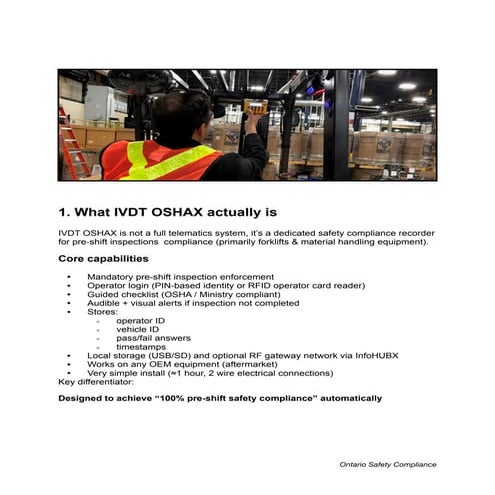 IVDT OSHAX, Ensuring 100% Pre-Shift Safety Compliance for Forklifts in ...