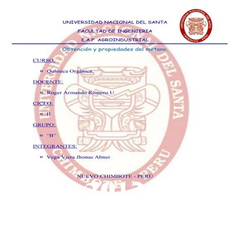 Ontenció y propiedades del metano