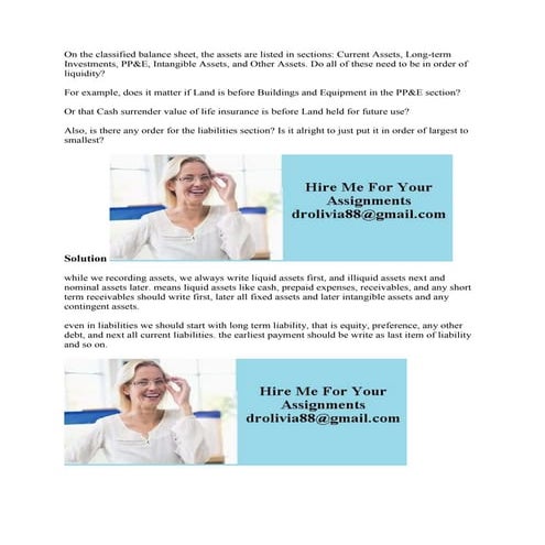 On the classified balance sheet- the assets are listed in sections- Cu.docx