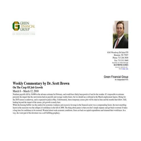 On the Cusp of Job Growth