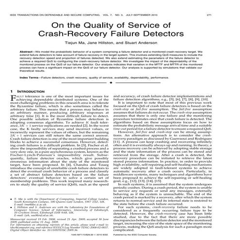 On the quality of service of crash recovery