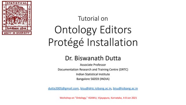 Tutorial on Ontology editor: Protege 