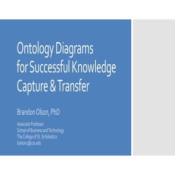 Ontology Diagrams for Successful Knowldge Capture and Transfer