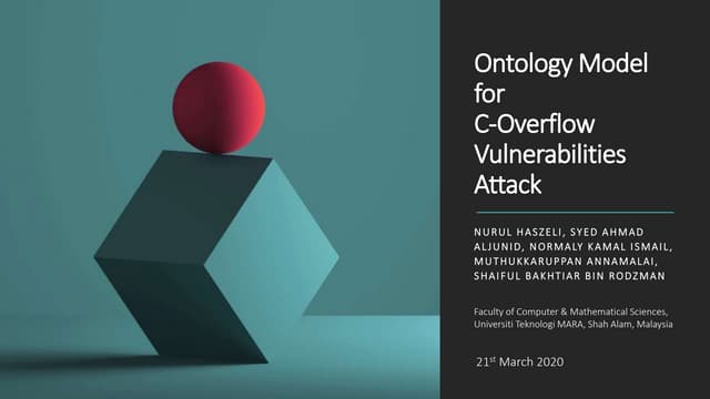 Ontology model for c overflow vulnerabilities attack