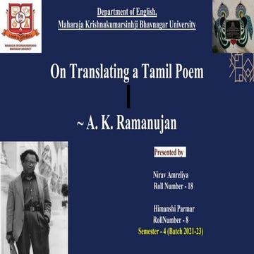 On Translating a Tamil Poem - A. K. Ramanujan.pptx