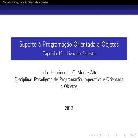 Suporte à Programação Orientada a Objetos