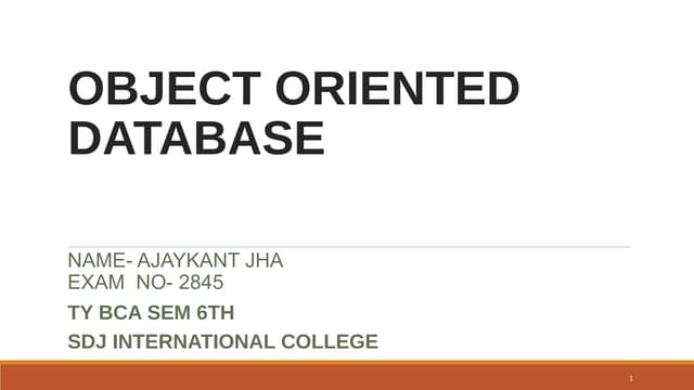 Object Oriented Database Management System | PPT