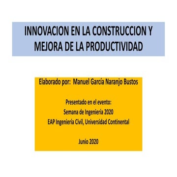 Presentación "Innovación en la Construcción y Mejora de la Productividad"
